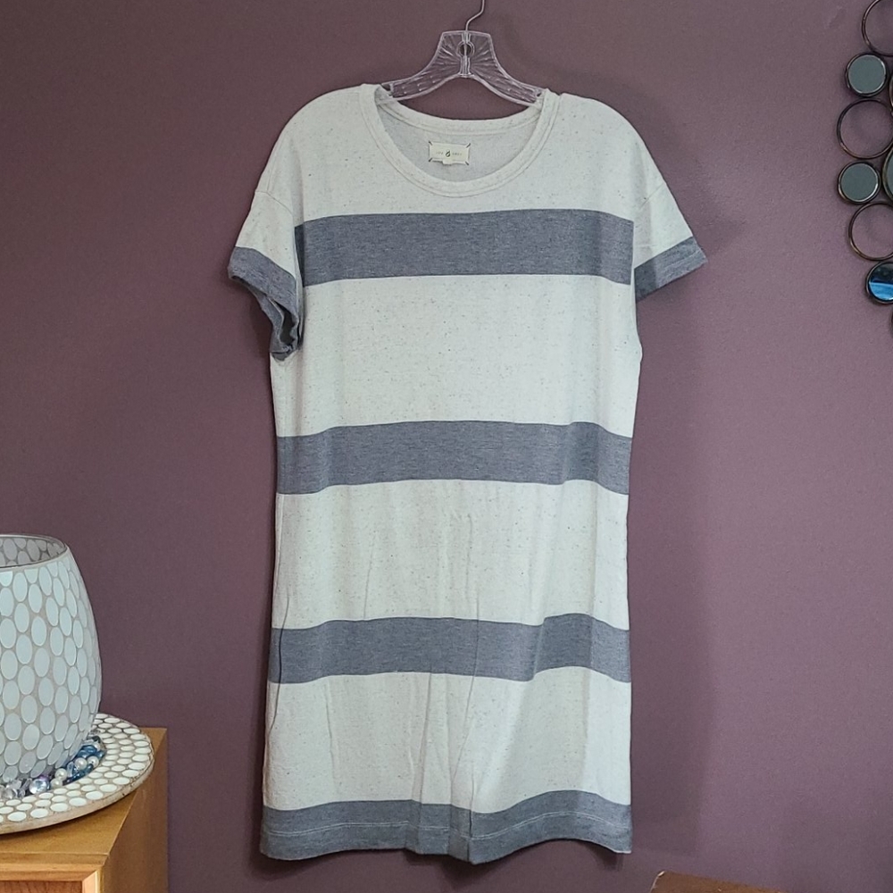White and grey striped weather dress